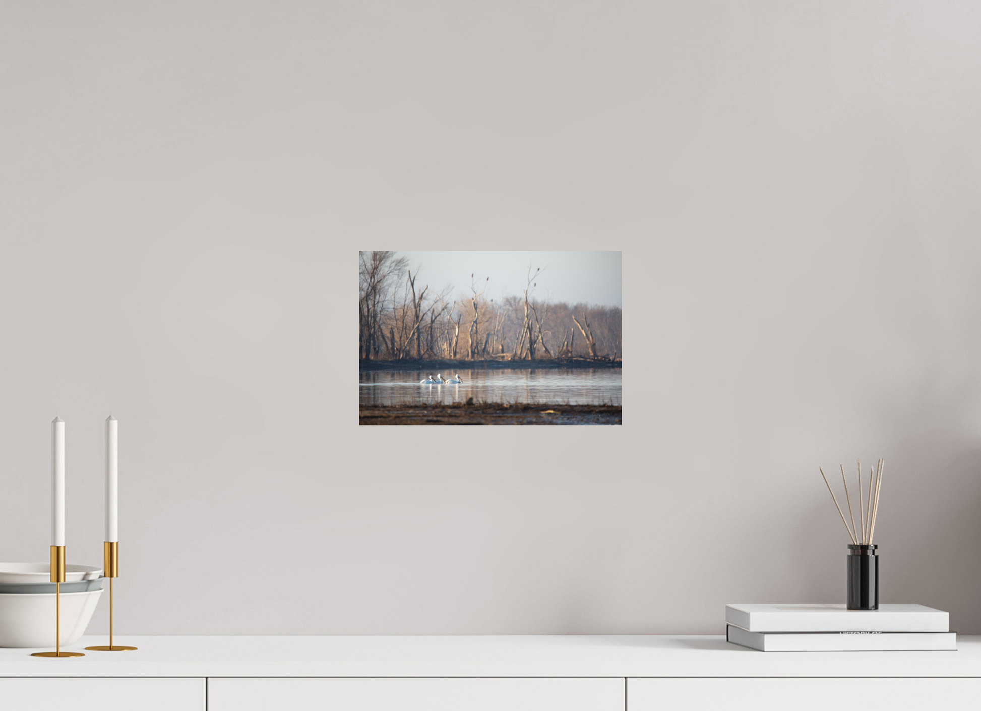 Pelicans with Eagle Background - Print Only