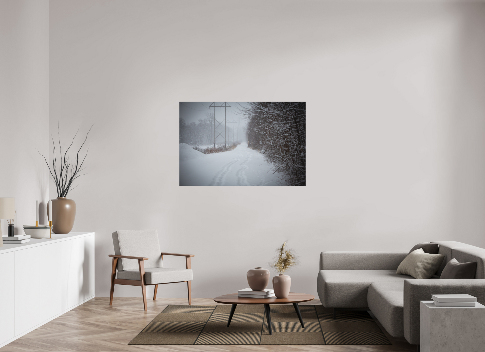 Walking Together Snowy Path - Print Only