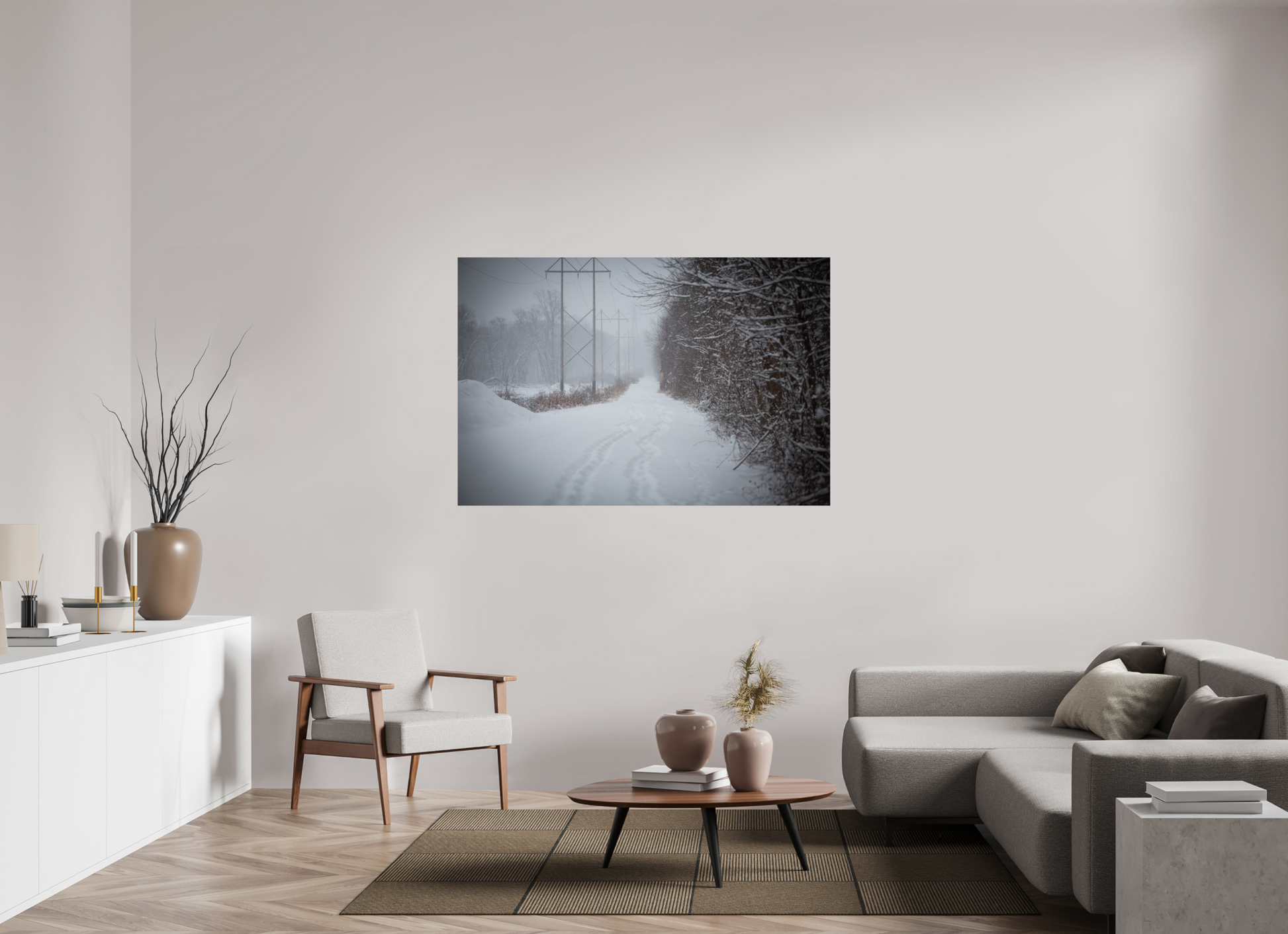 Walking Together Snowy Path - Print Only