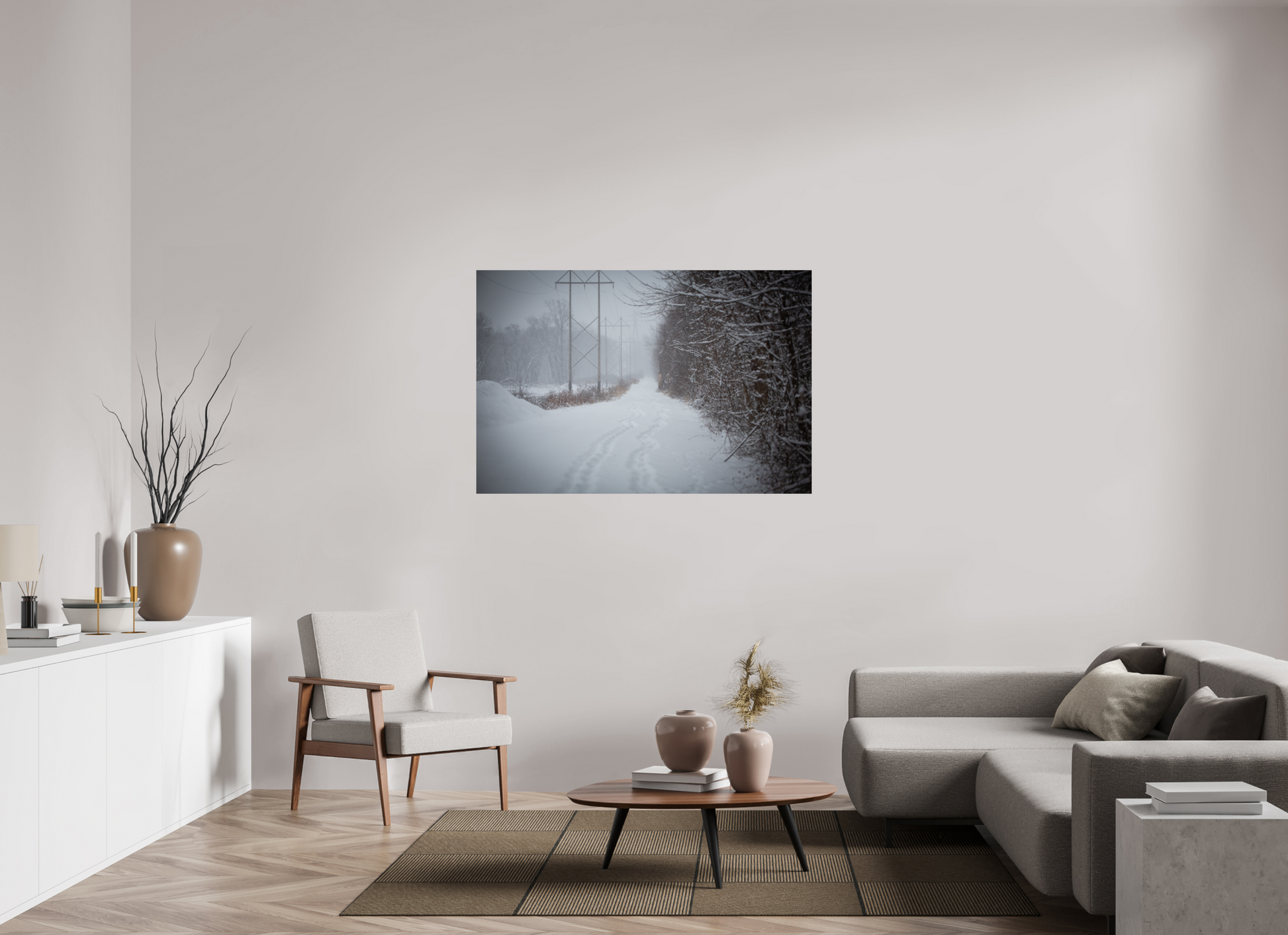 Walking Together Snowy Path - Print Only